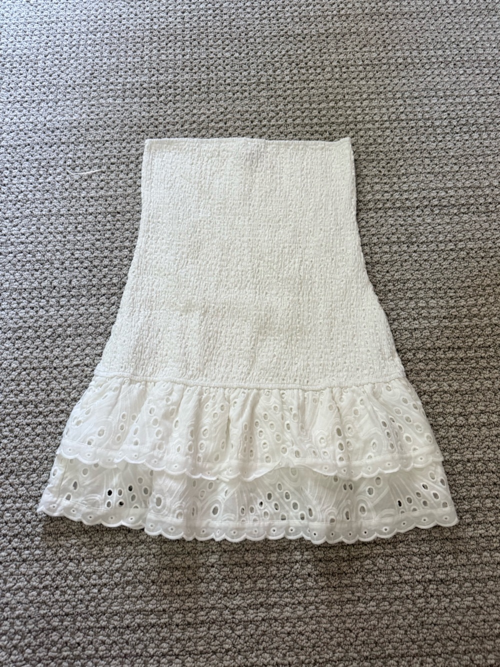 Edikted White Eyelet Ruffle Midi Skirt